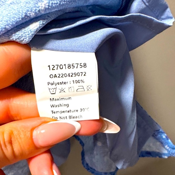 90s Blue Floral Mini Dress with Slit 💙 - Picture 6 of 8